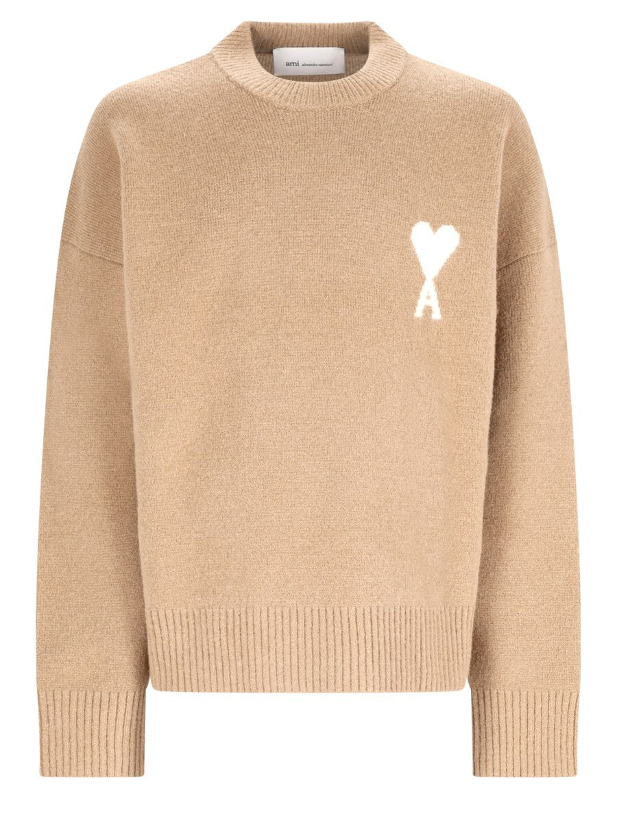 Ami Paris Men's Ami De Coeur Sweater Beige