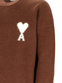 Ami Paris Men's Ami De Coeur Sweater Brown, view 3