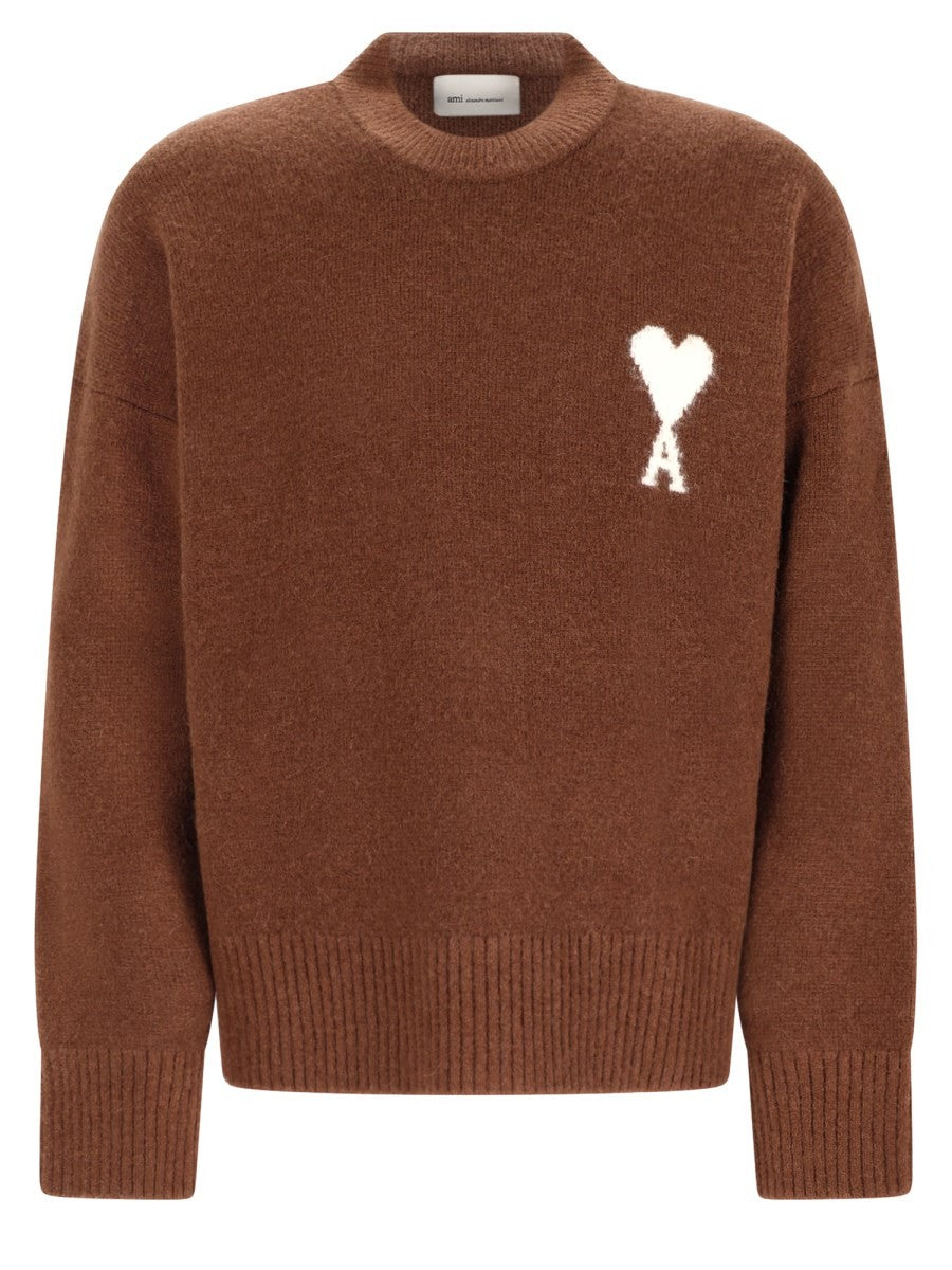 Ami Paris Men's Ami De Coeur Sweater Brown