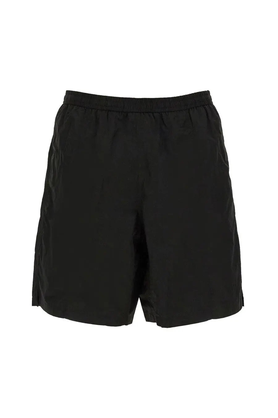 Ami Paris men’s black boxer swimsuit with elastic waistband and sleek minimalist design perfect for swimming