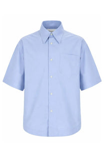 Ami Paris men’s light blue short-sleeved button-up shirt in cotton with classic collar and chest pocket
