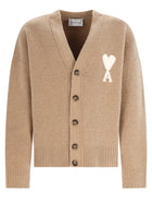 Ami Paris Men's Cardigan Ami De Coeur Beige