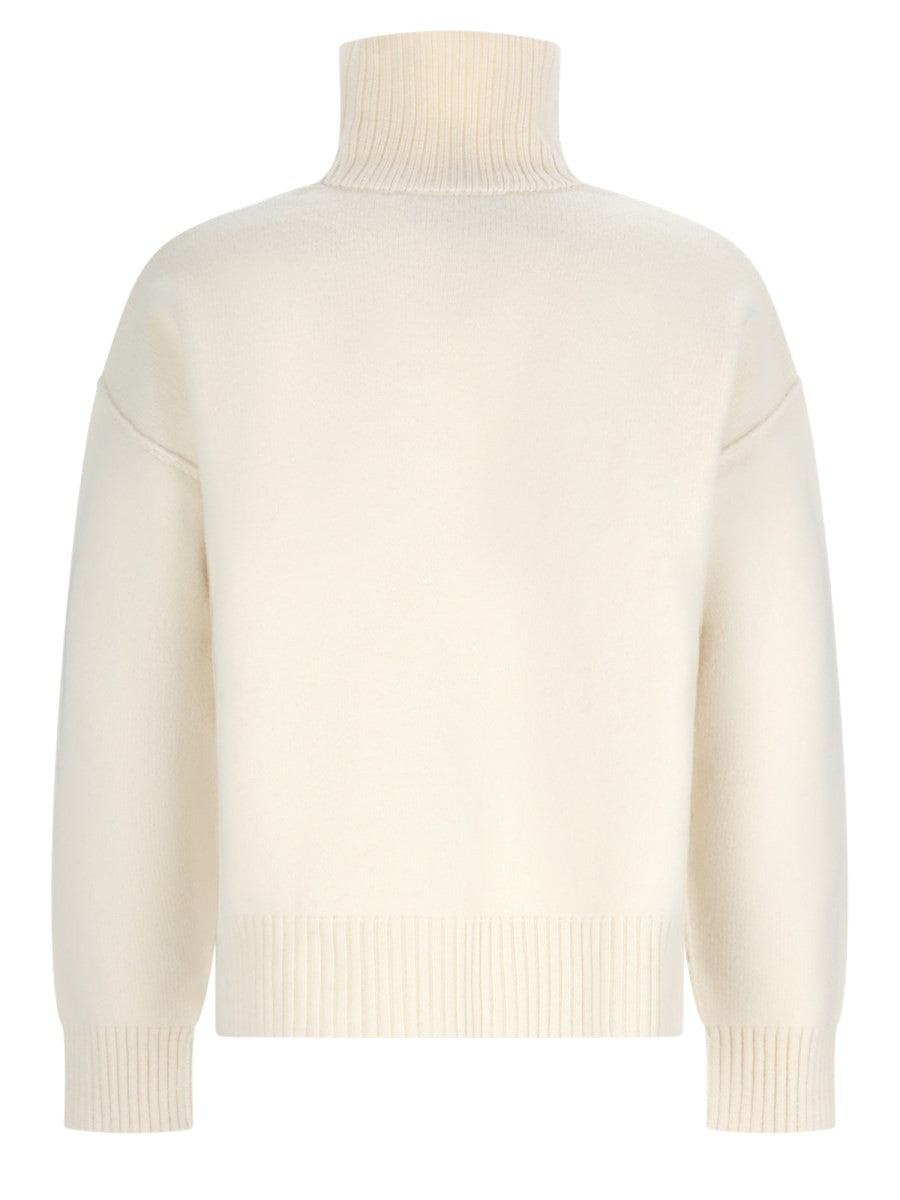 Ami Paris Men's Collar High Ami De Coeur Sweater White, view 2
