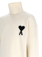Ami Paris Men's Collar High Ami De Coeur Sweater White, view 3