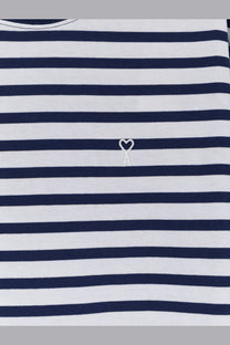 Ami Paris men’s navy and white striped cotton t-shirt with a small embroidered heart logo multicolor shirt