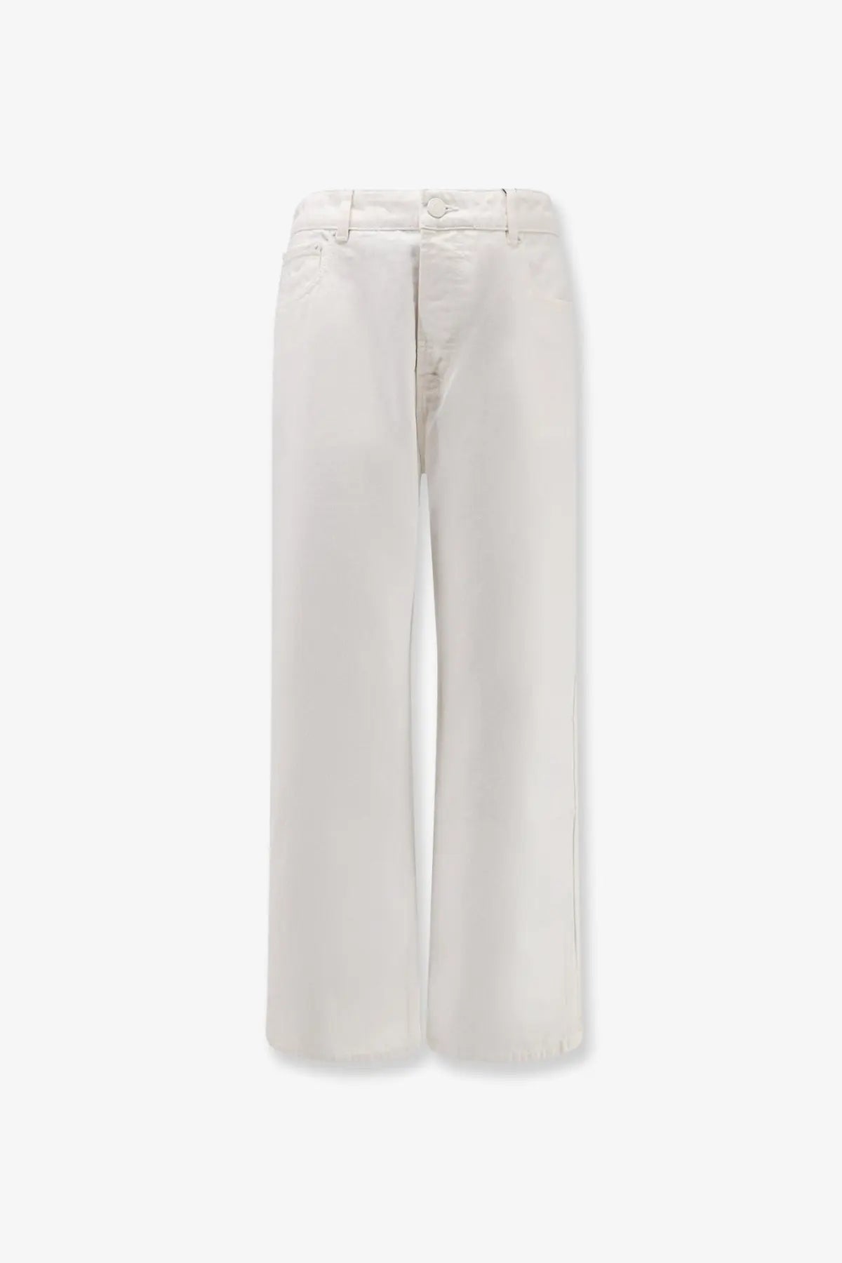 Ami paris men’s cotton trousers white cream-colored wide-leg denim with a clean minimalist design
