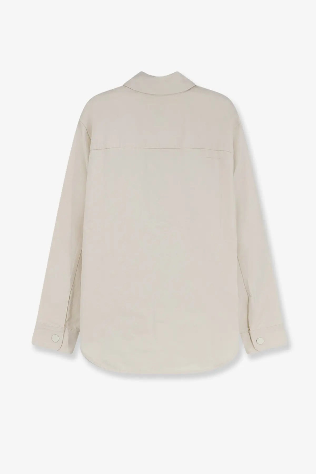 Beige oversized Ami Paris men’s Ami de Coeur cotton shirt with relaxed fit and subtle seam detailing
