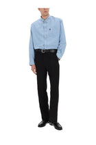 Ami Paris Men's Linen Blend Straight Pants Black, view 2