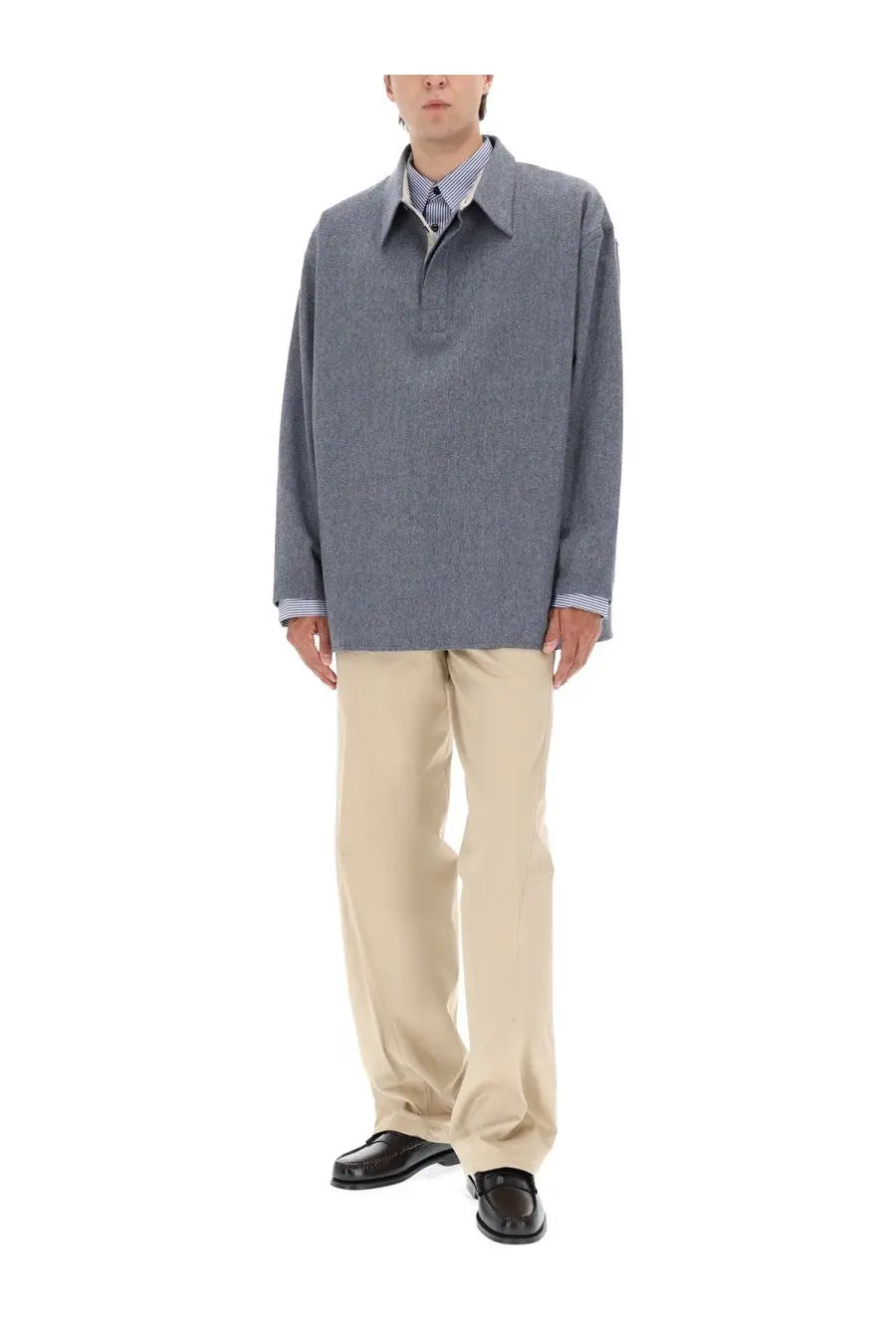 Ami Paris Men's Long Sleeved Polo Shirt Grey, view 2