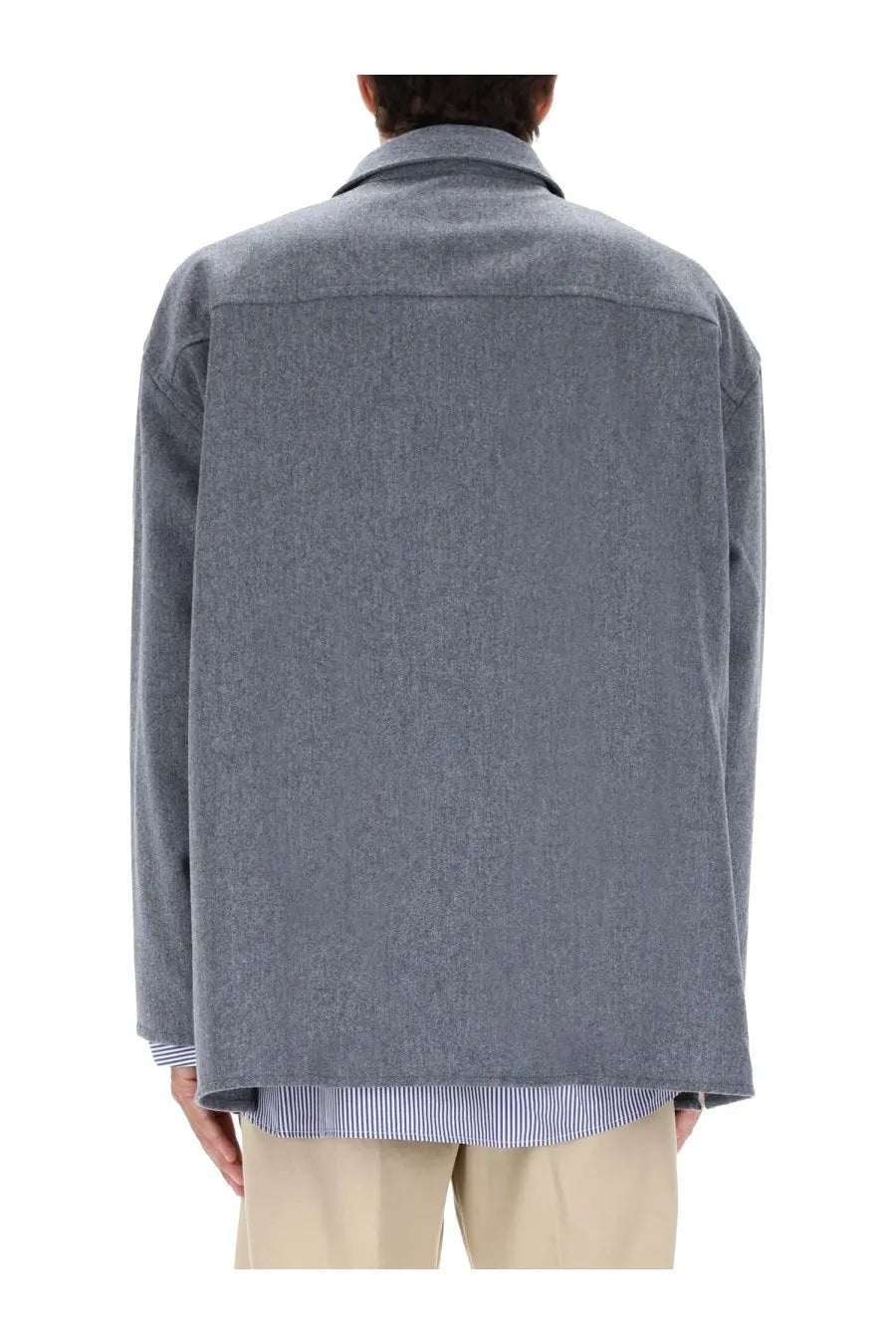 Ami Paris Men's Long Sleeved Polo Shirt Grey, view 3