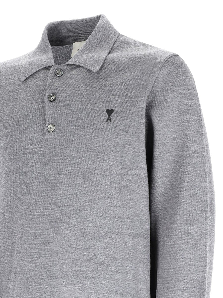 Ami Paris Men's Polo Grey, view 3