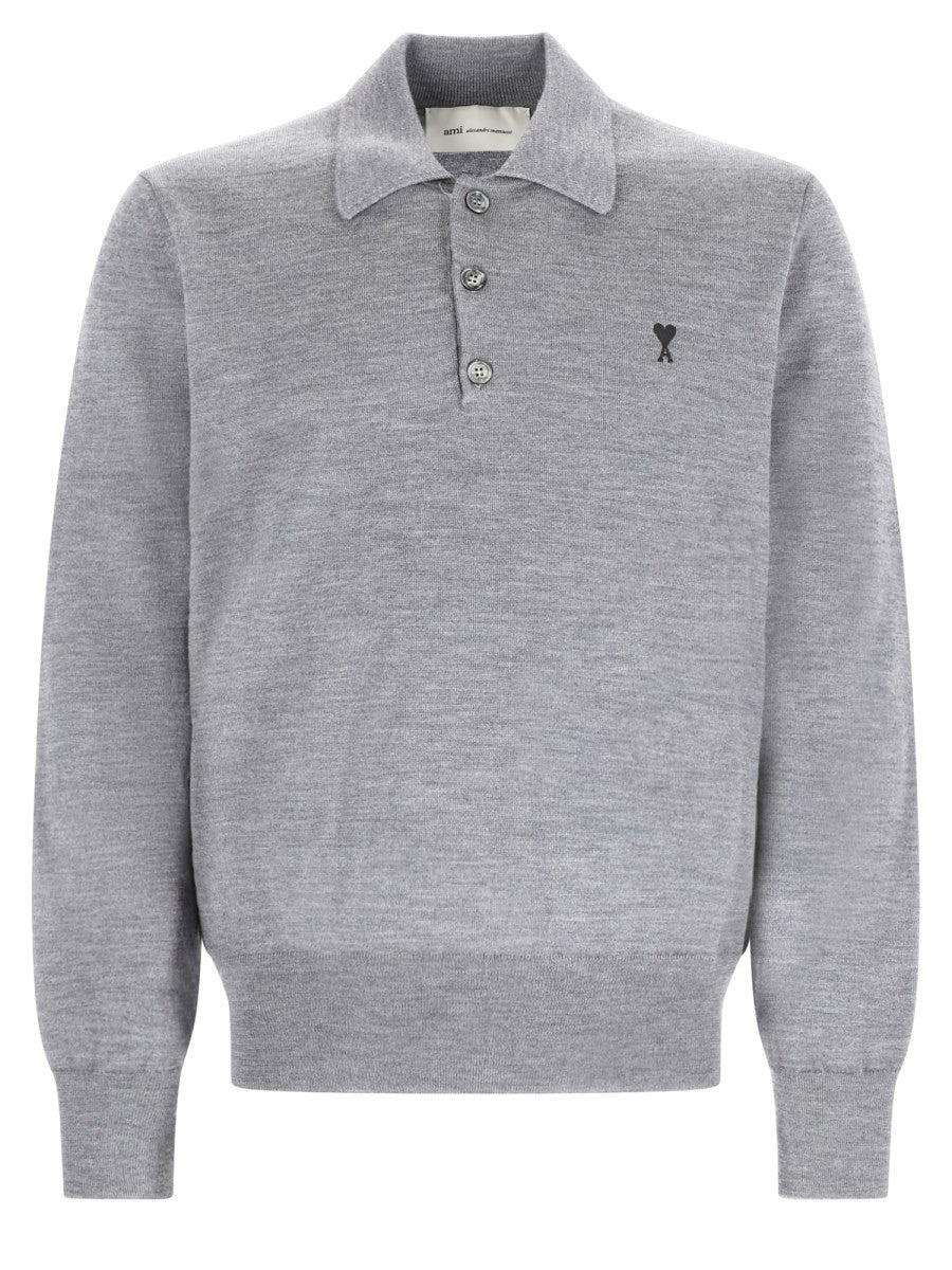 Ami Paris Men's Polo Grey