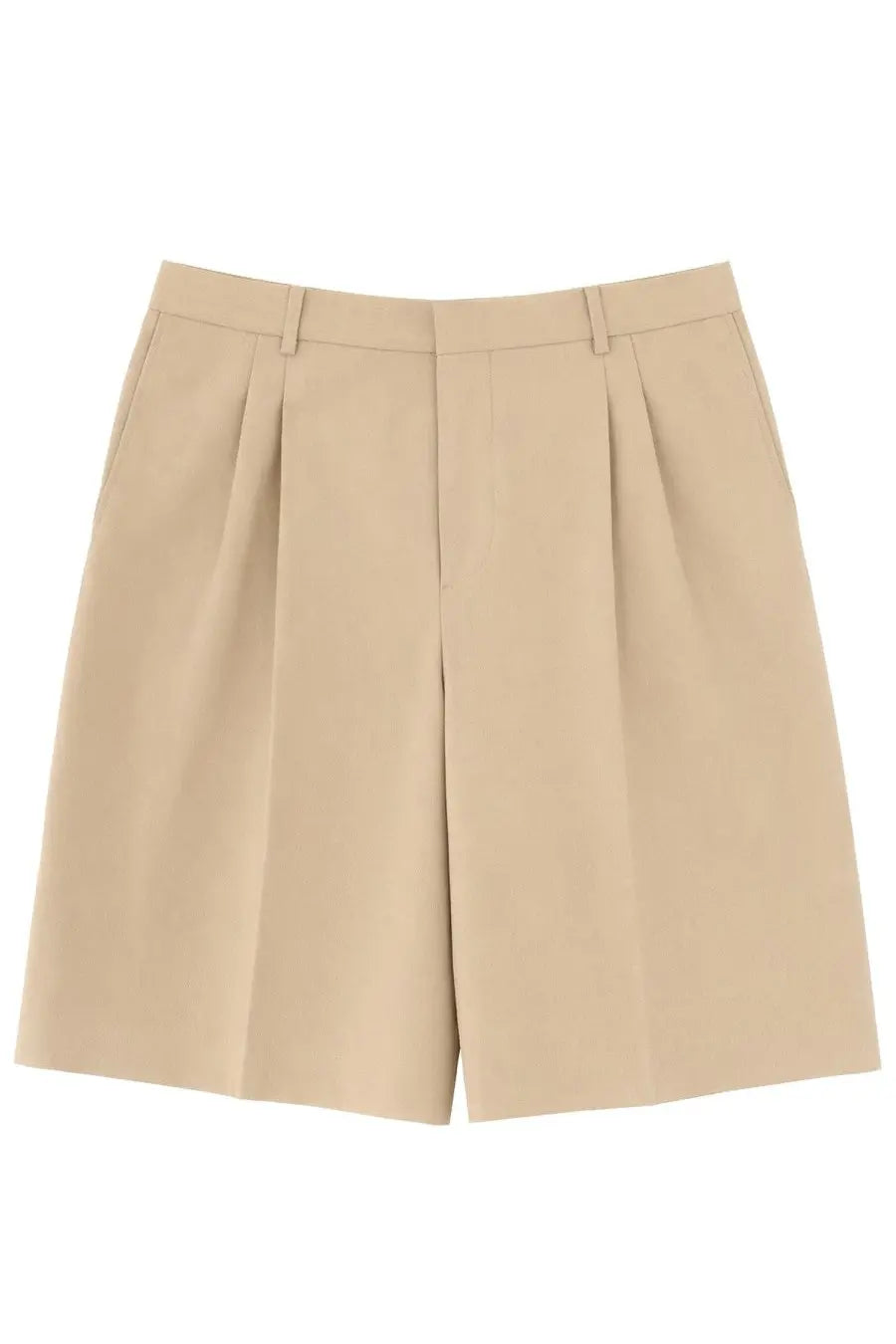 Beige Ami Paris men’s shorts with pleated design tailored waistband and clean structured style