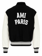 Ami Paris Men's Teddy Padded Jacket with Sleeves in Leather Black, view 2