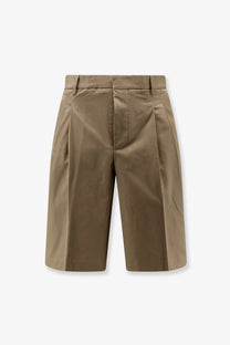 Ami paris men’s virgin wool shorts beige featuring khaki pleated design smooth structured fabric tailored waistband