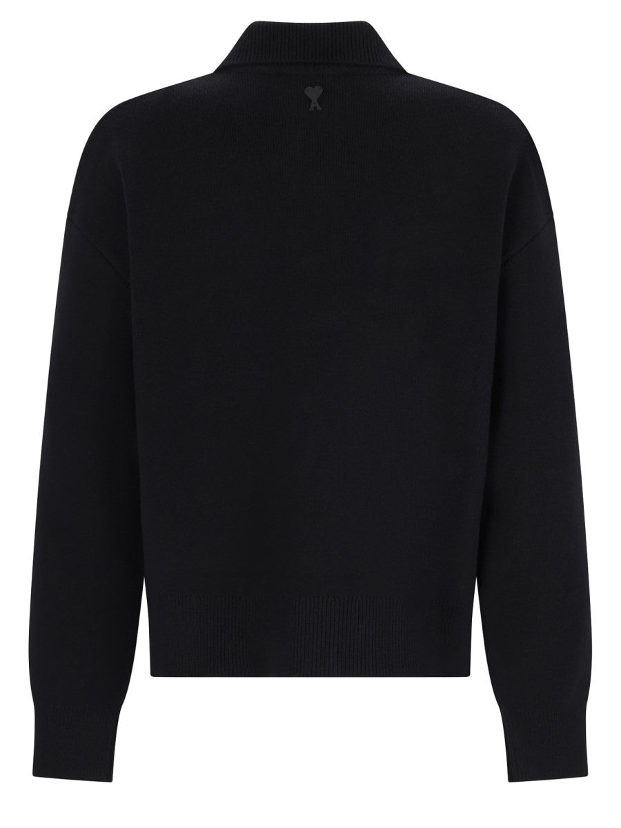 Ami Paris Men's Wool Cardigan Black, view 2