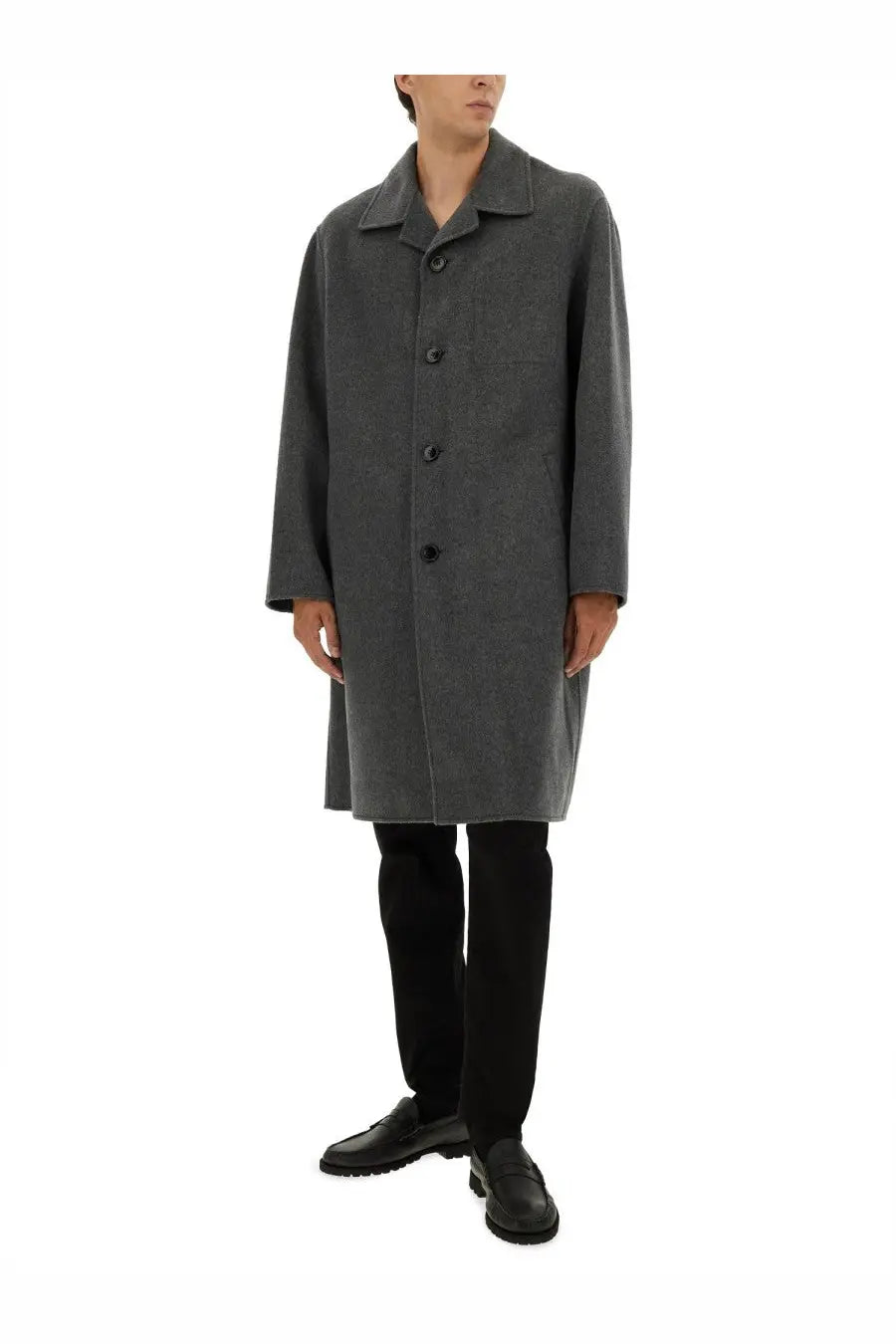 Ami Paris Men's Wool and Cashmere Blend Coat Grey, view 2