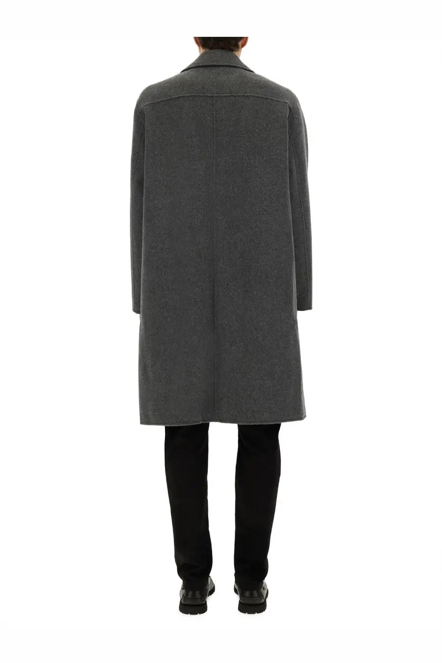 Ami Paris Men's Wool and Cashmere Blend Coat Grey, view 3