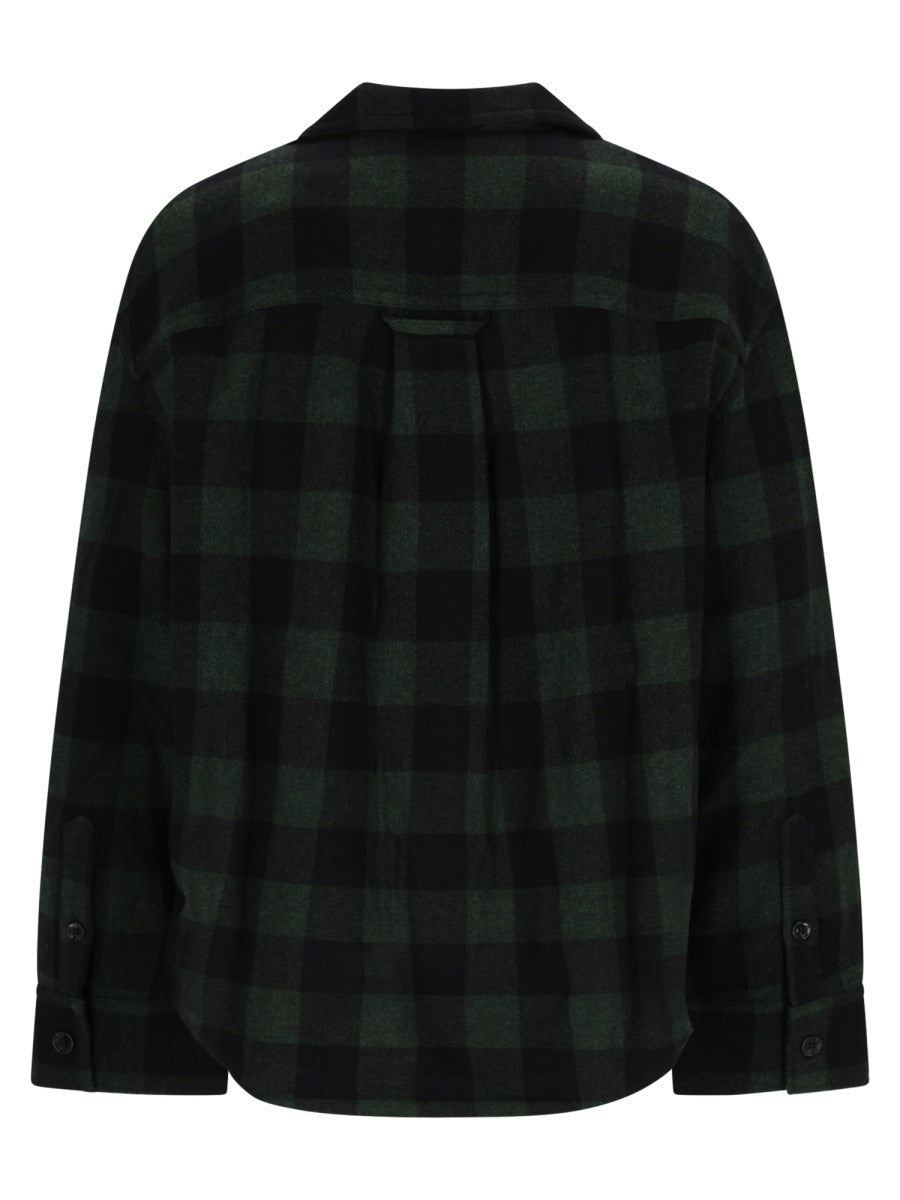 Ami Paris Men's Wool Checked Overshirt Green, view 2