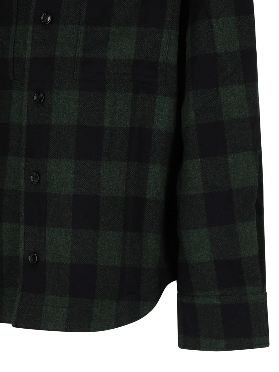 Ami Paris Men's Wool Checked Overshirt Green, view 3