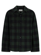 Ami Paris Men's Wool Checked Overshirt Green
