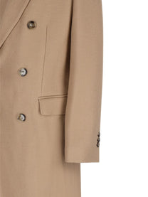 Ami Paris Men's Wool Double-Breasted Coat Beige, view 3