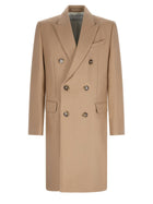 Ami Paris Men's Wool Double-Breasted Coat Beige