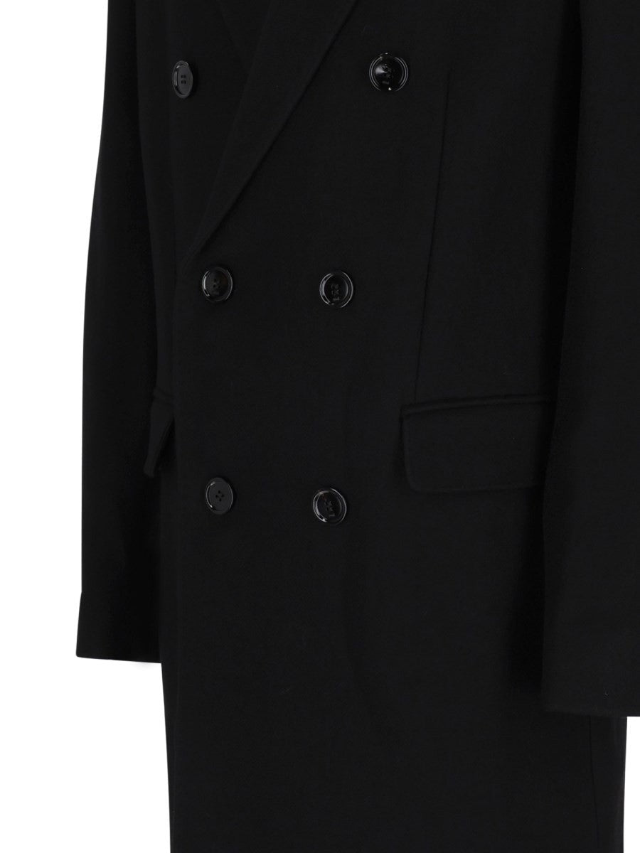 Ami Paris Men's Wool Double-Breasted Coat Black, view 3
