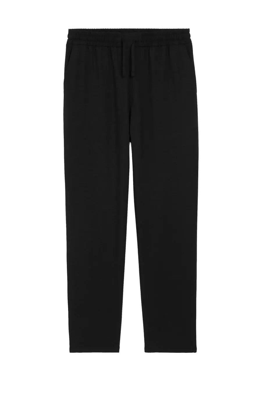 Ami Paris men’s black wool jogger pants with slim fit elastic waistband and drawstring for comfortable wear