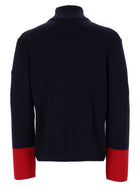 Ami Paris Men's Zip Wool Ribbed Sweater Blue, view 2