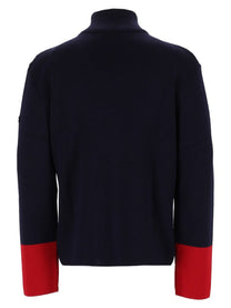 Ami Paris Men's Zip Wool Ribbed Sweater Blue, view 2