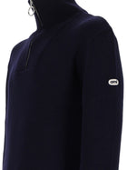 Ami Paris Men's Zip Wool Ribbed Sweater Blue, view 3
