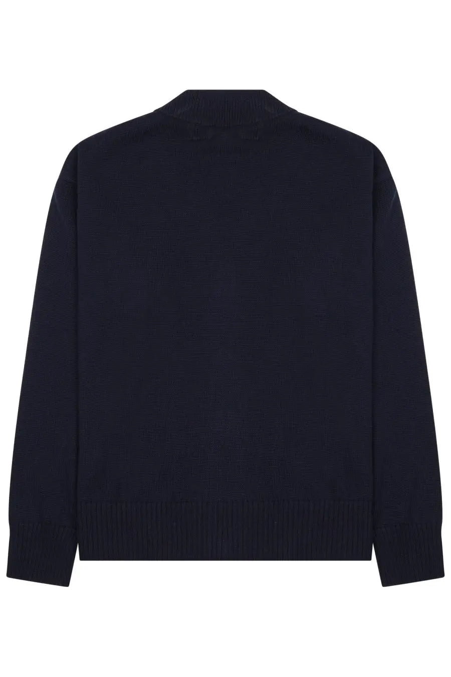 Ami paris unisex cardigan blue dark navy blue knit sweater with ribbed cuffs and hem