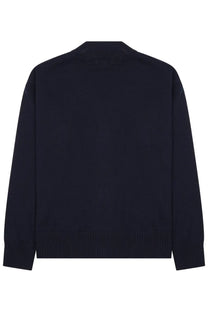 Ami paris unisex cardigan blue dark navy blue knit sweater with ribbed cuffs and hem