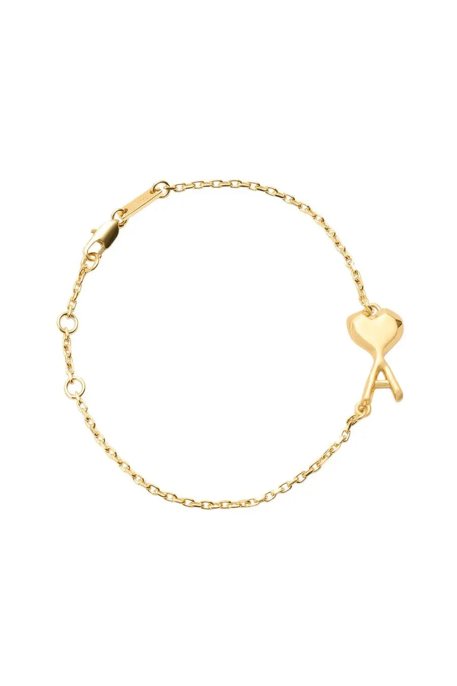 Gold-toned chain bracelet with heart-shaped key charm featuring integrated letter a by ami paris unisex ami de coeur