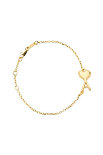 Gold-toned chain bracelet with heart-shaped key charm featuring integrated letter a by ami paris unisex ami de coeur