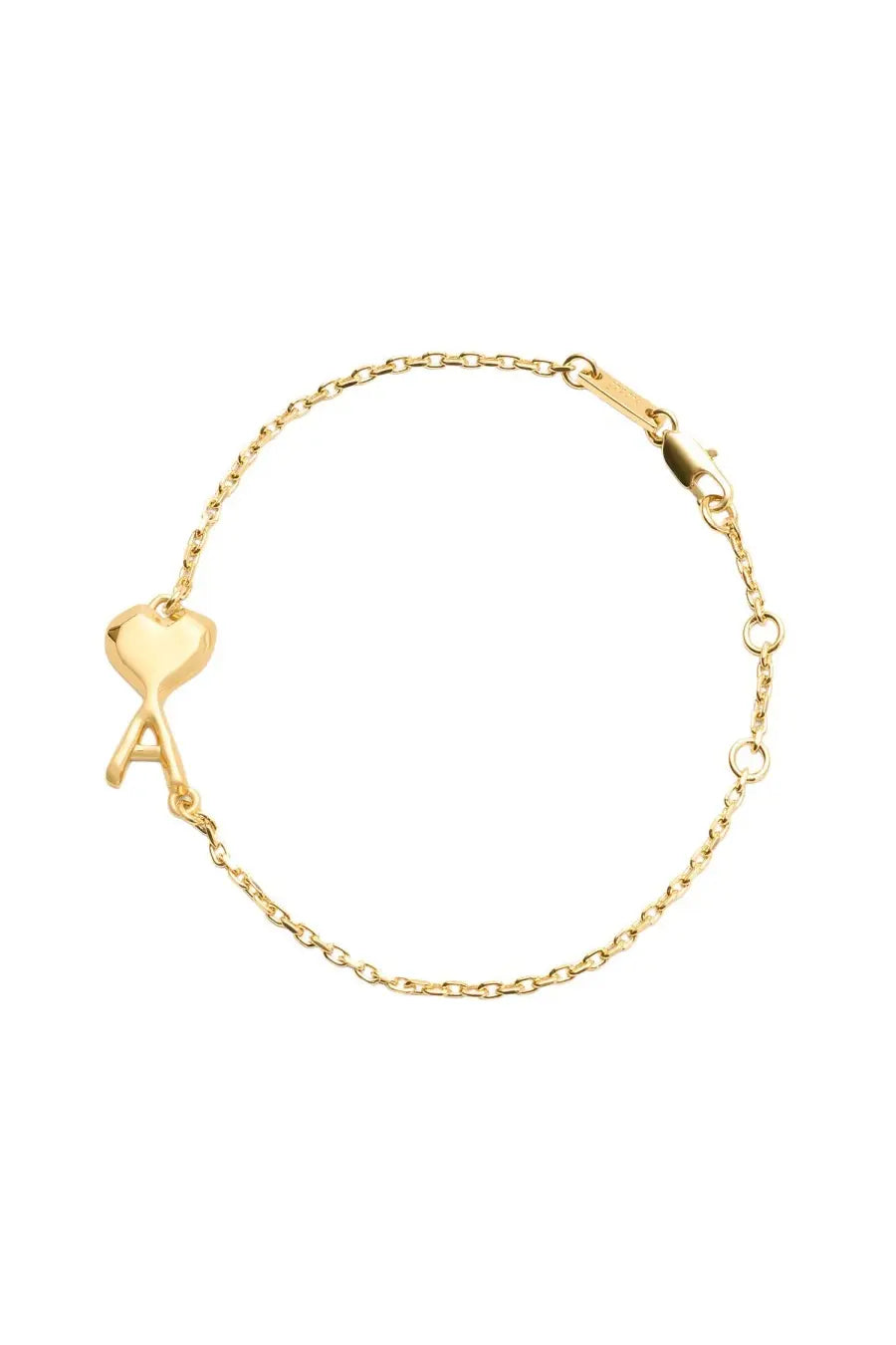 Gold-toned chain bracelet with heart-shaped key charm by ami paris unisex ami de coeur bracelet gold