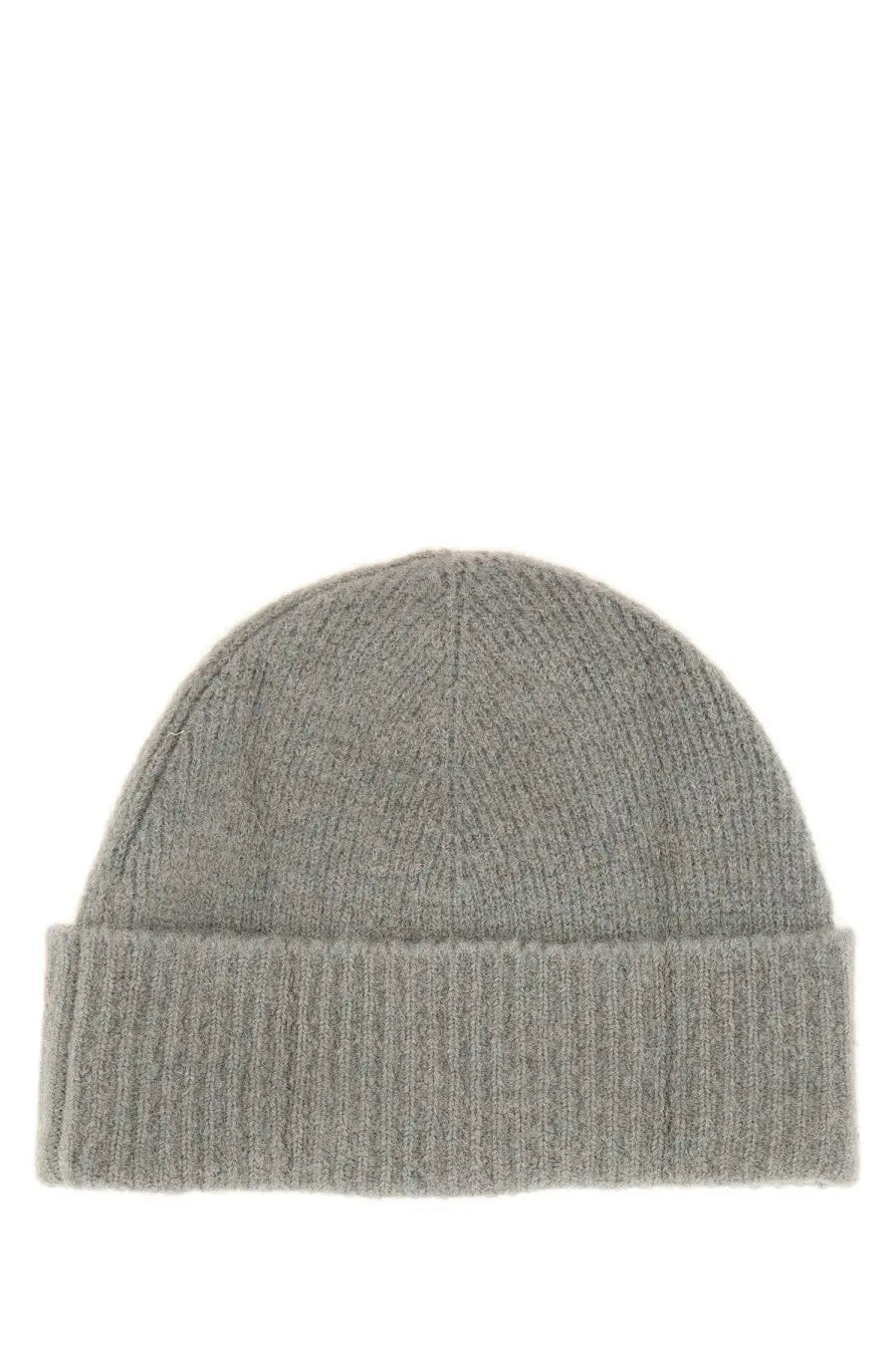 A soft heather gray ribbed knit beanie with folded cuff by ami paris unisex ami de coeur cap gray