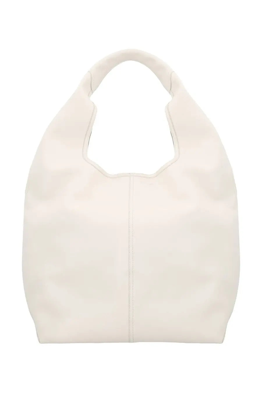 Cream-colored leather Ami Paris unisex Etienne tote bag with minimalist design and soft rounded handles