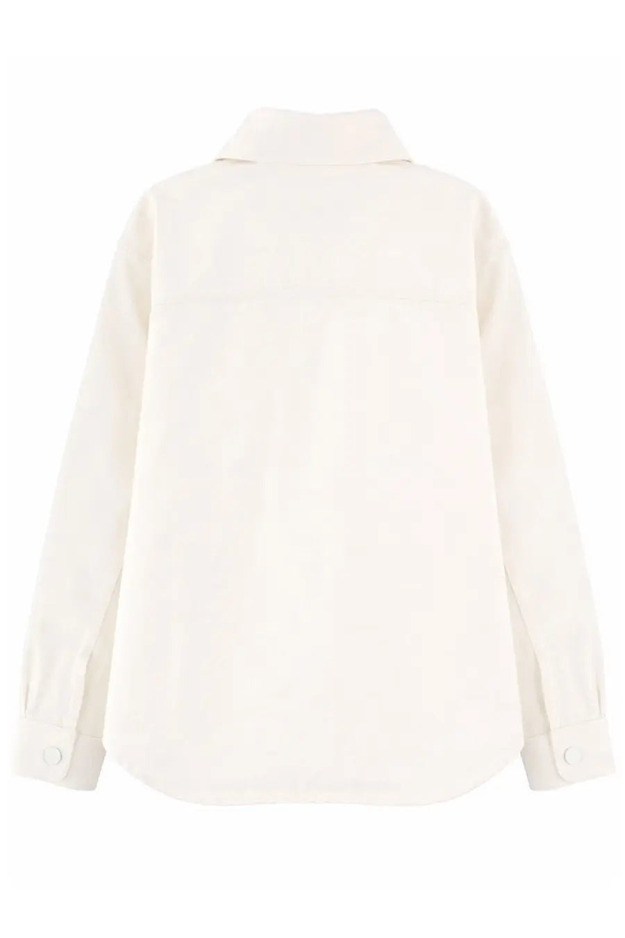 Cream-colored ami paris unisex overshirt con white long-sleeved button-up shirt with classic collar and cuffs