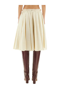 Ami paris women’s corolla midi skirt beige cream-colored pleated skirt with elastic waistband front view