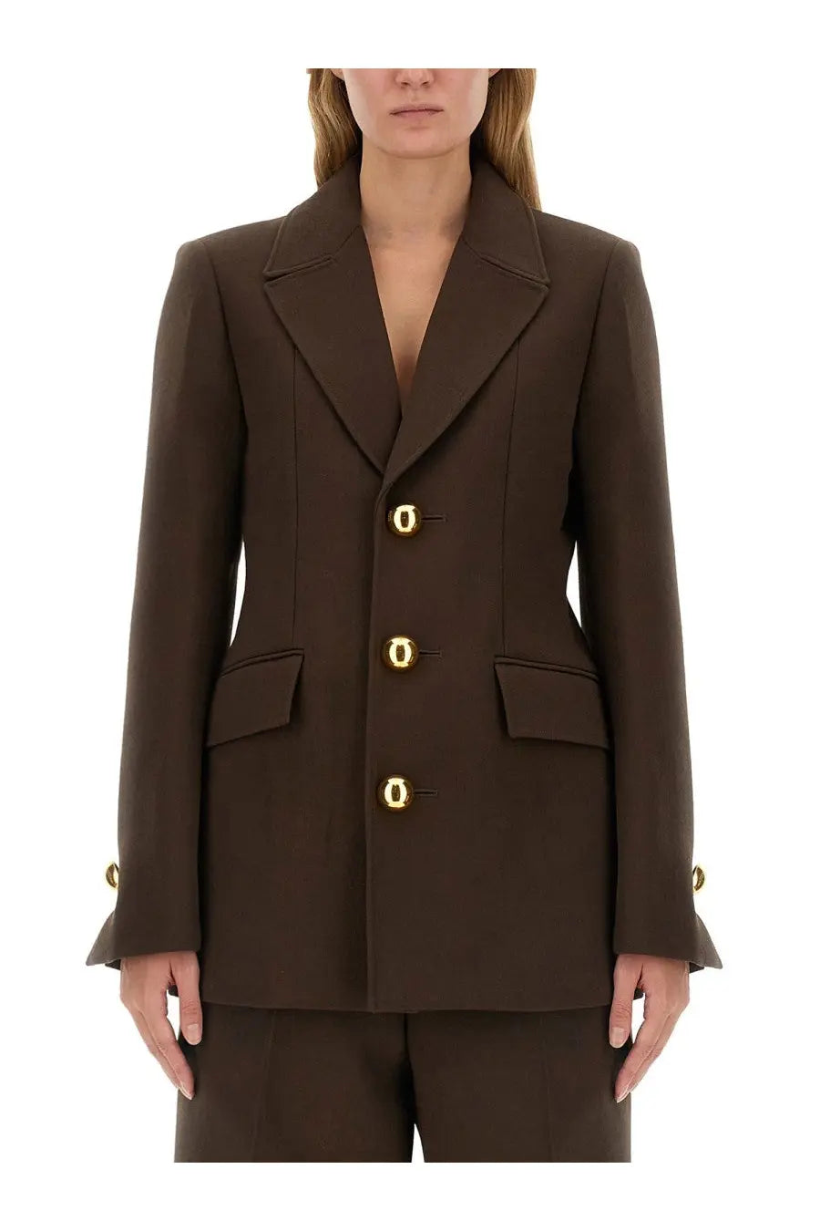 Ami Paris Women's Single Breasted Jacket Brown