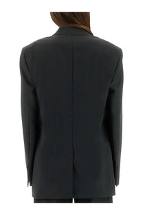 Ami Paris womens black tailored blazer with structured shoulders and sleek minimalist design