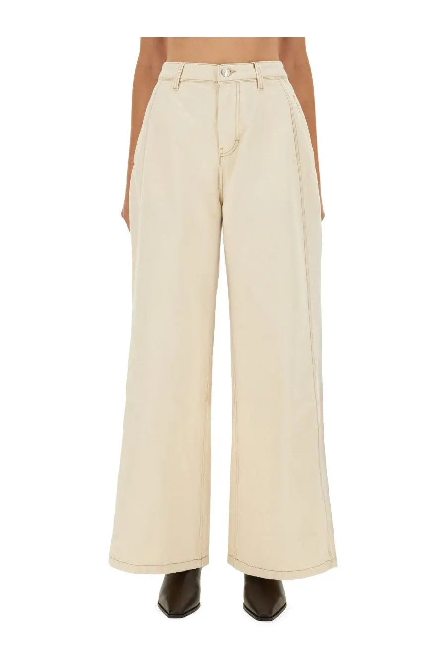 Ami Paris Women's Super Wide Fit Jeans Beige