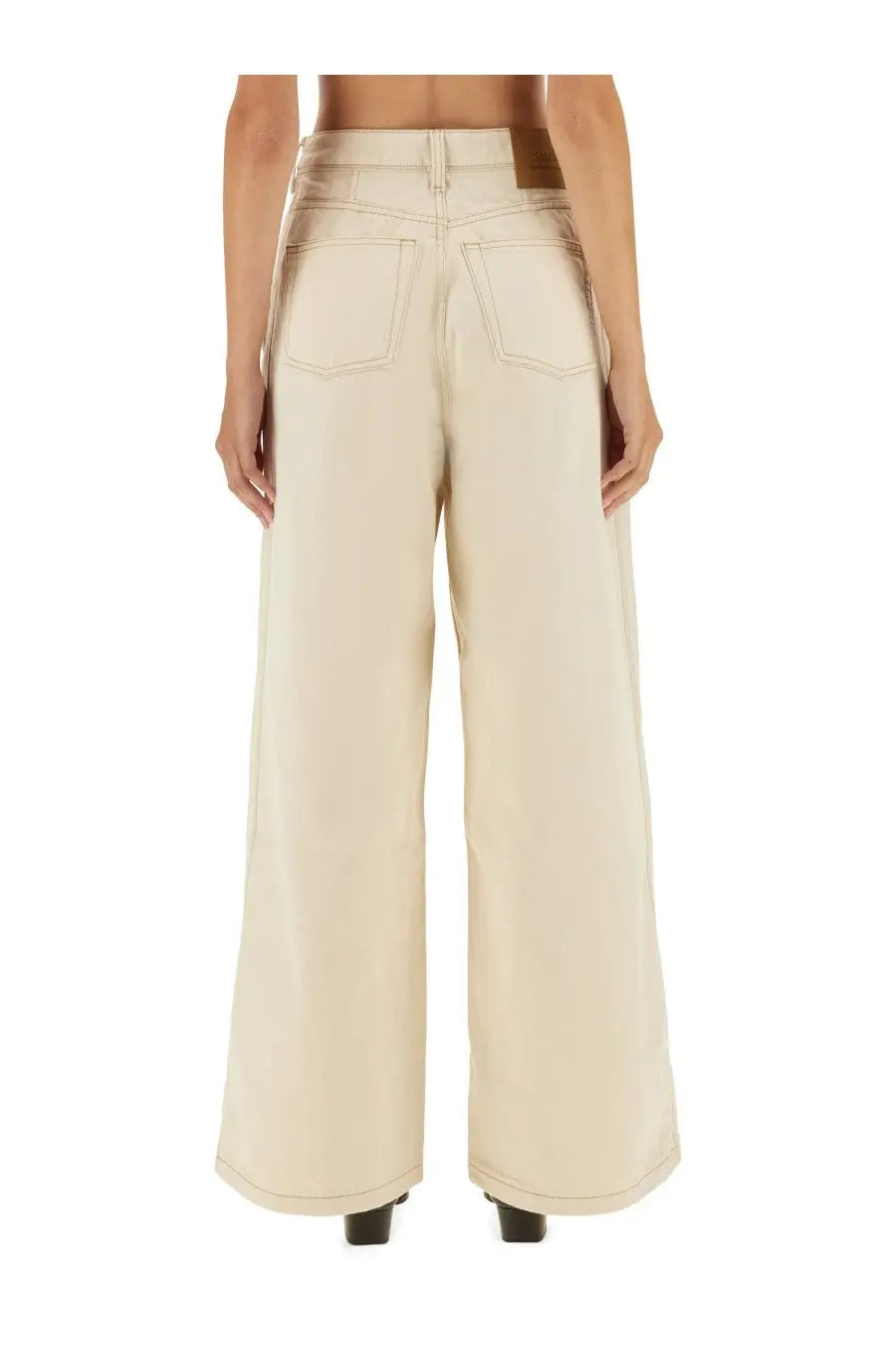 Ami Paris Women's Super Wide Fit Jeans Beige, view 3