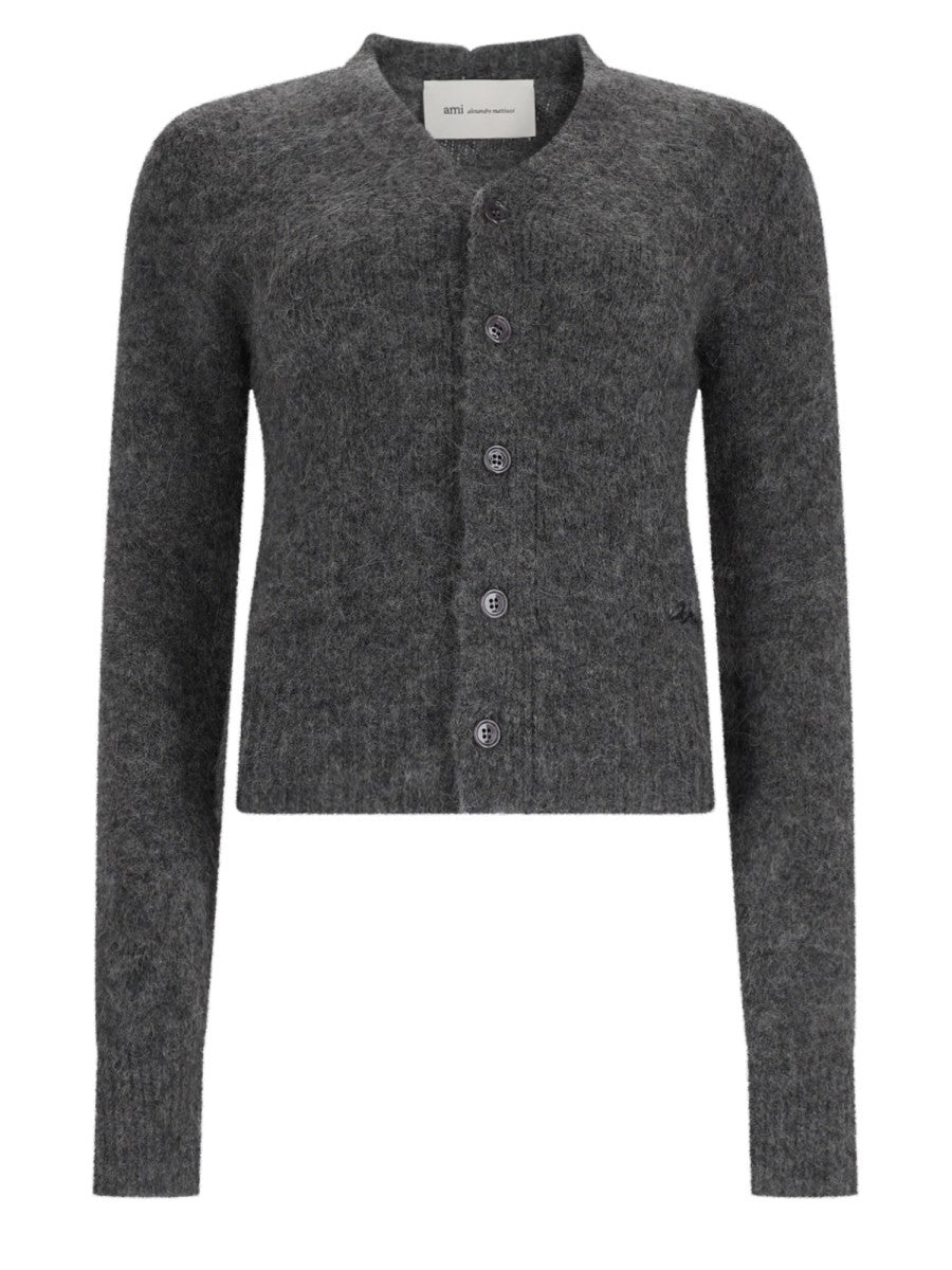 Ami Paris Women's Wool Alpaca Cardigan Grey