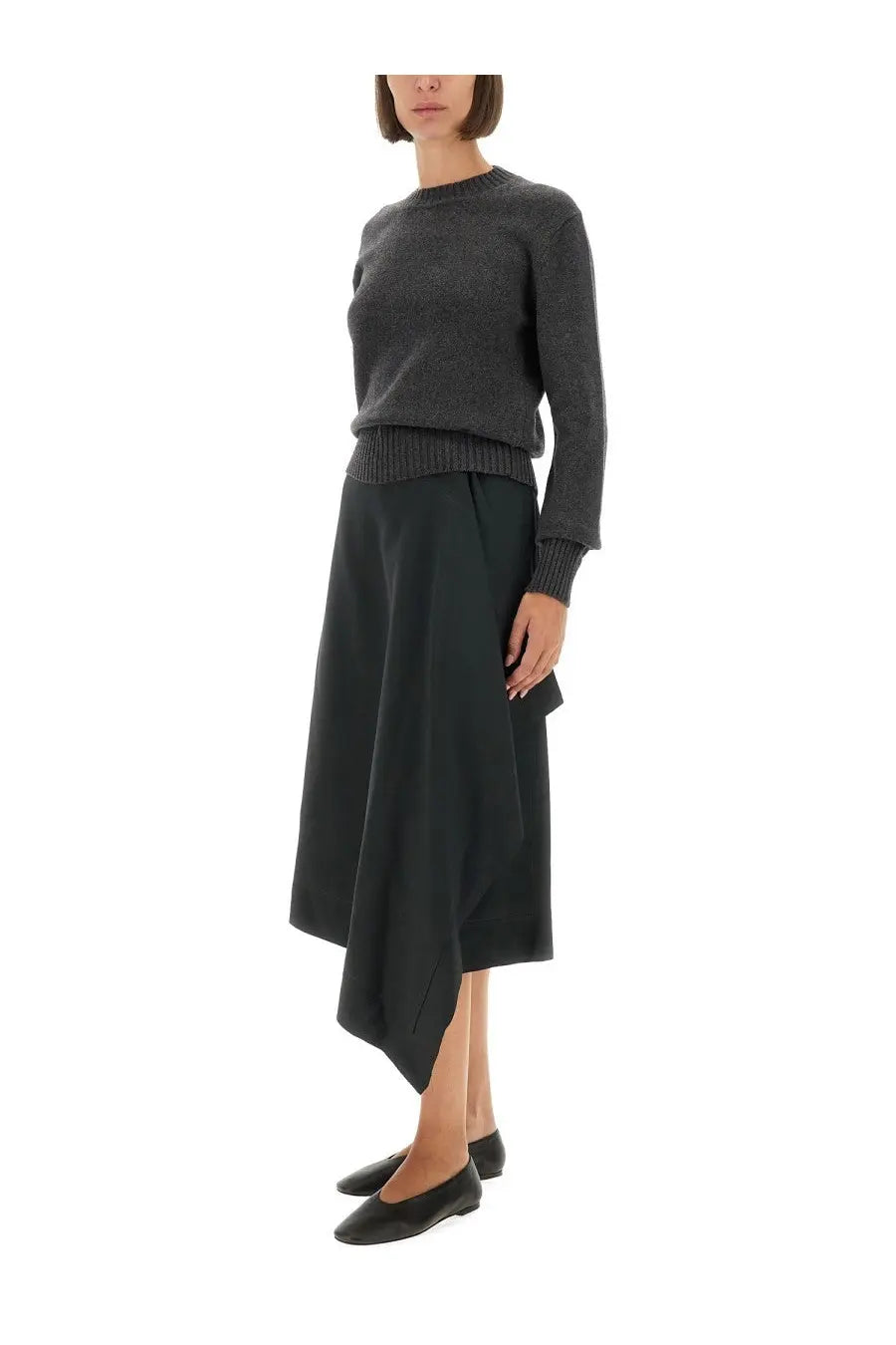Ami Paris Women's Wool Wrapped Skirt Grey, view 2
