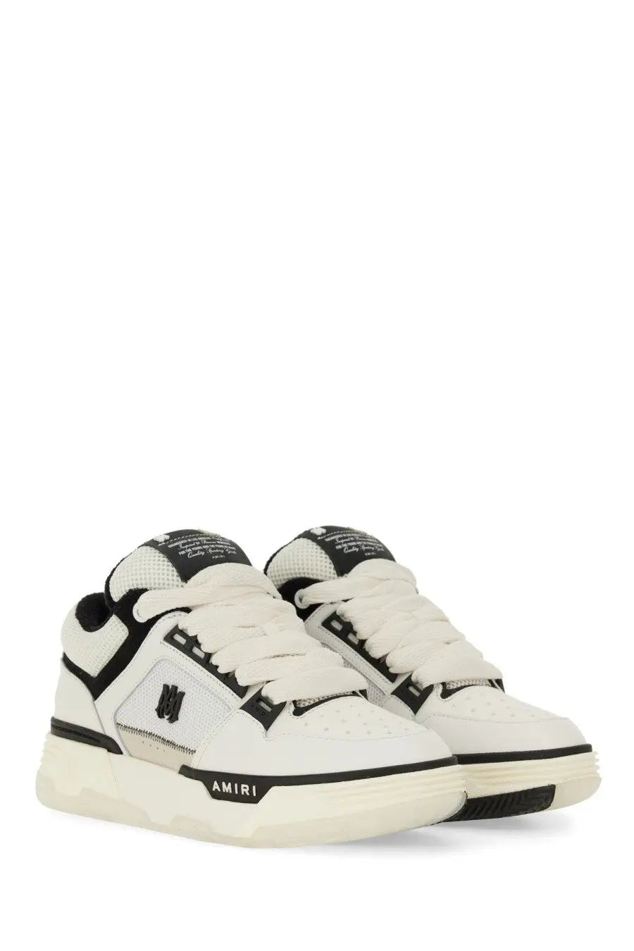 Amiri men’s sneaker ma white with white and black chunky sole mesh and synthetic leather upper bold logo detailing