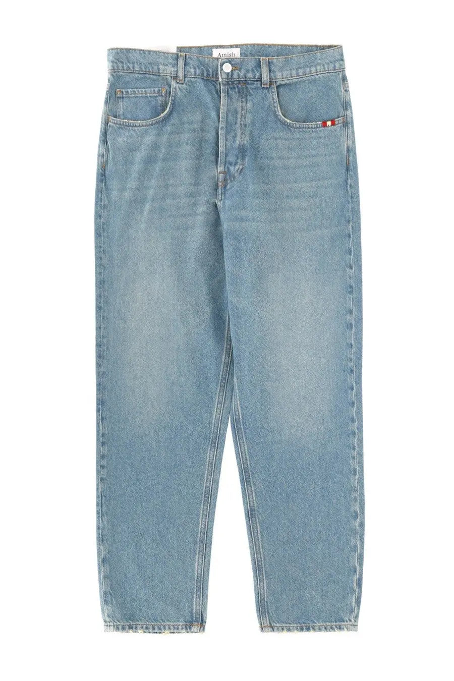 Amish supplies men’s jeans jeremiah sand stone blue light-wash denim with relaxed straight-leg and subtle fading