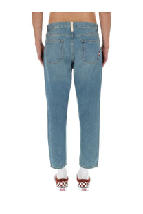 Back view of amish supplies men’s jeans jeremiah sand stone blue light-wash denim with relaxed fit and classic pockets